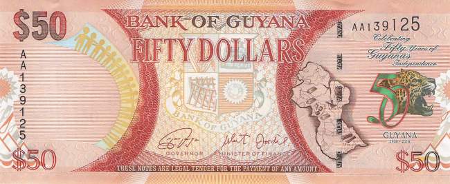 Guyana p41 50 Dollar 2016